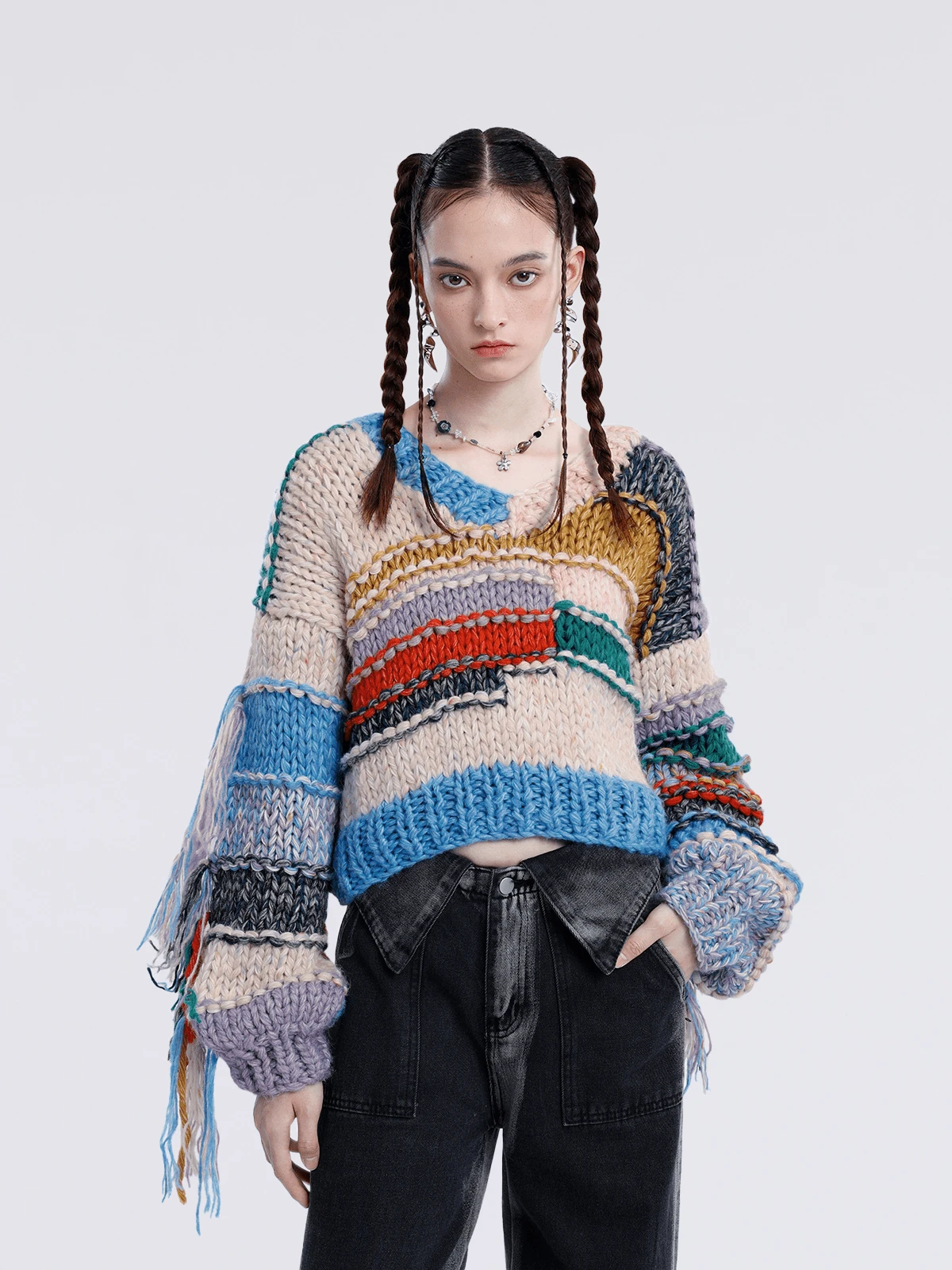 Aelfric Eden Irregularity Stripe Tassel Sweater 4 Aelfric Eden Irregularity Stripe Tassel Sweater - Image 2