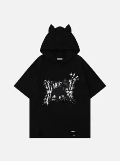 Aelfric Eden Cat Print Distressed Tee