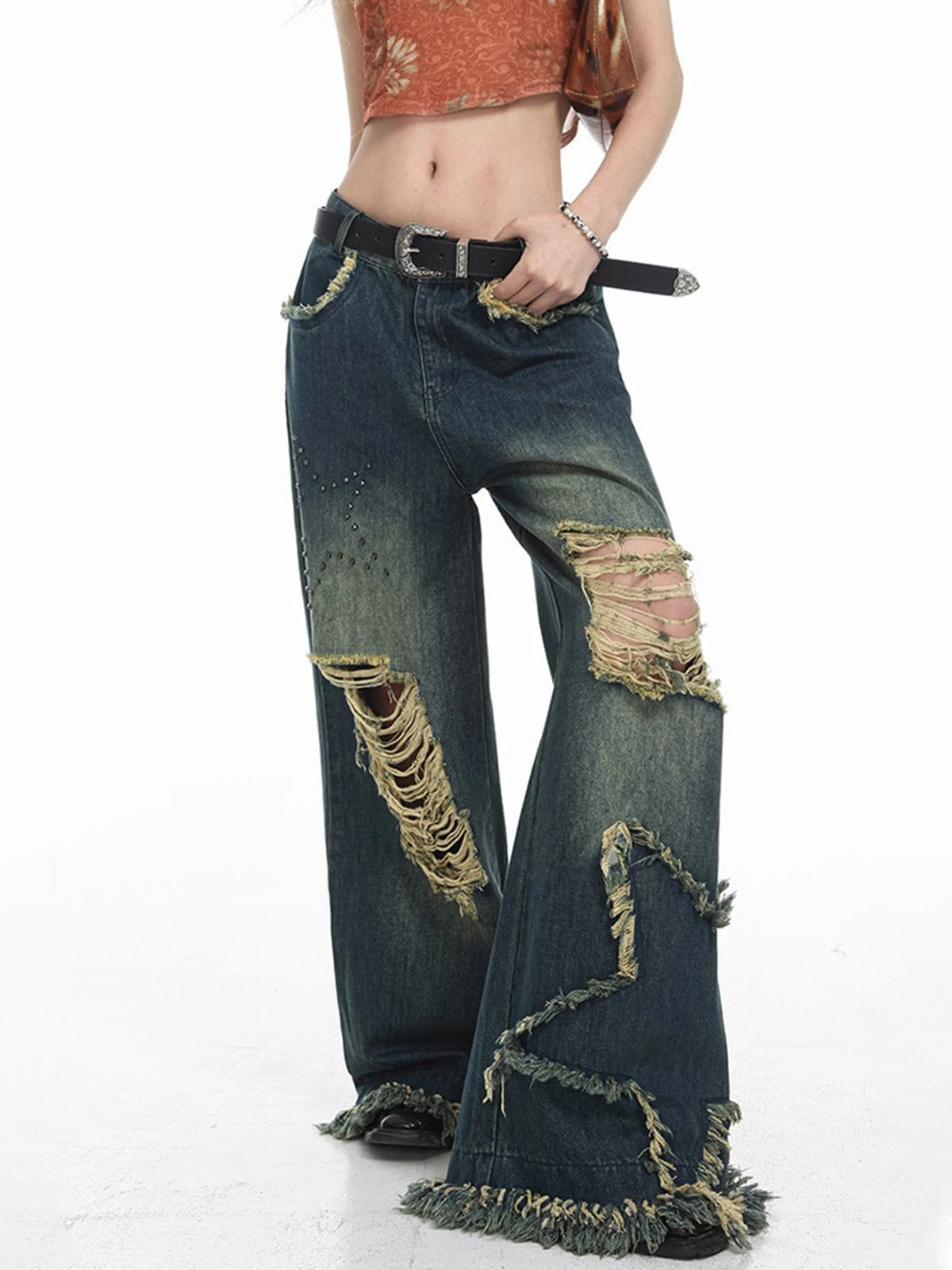 Aelfric Eden Distressed Fringe Star Jeans 6 Aelfric Eden Distressed Fringe Star Jeans - Image 4