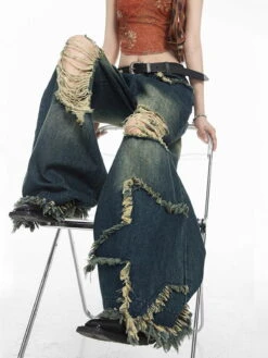 Aelfric Eden Distressed Fringe Star Jeans