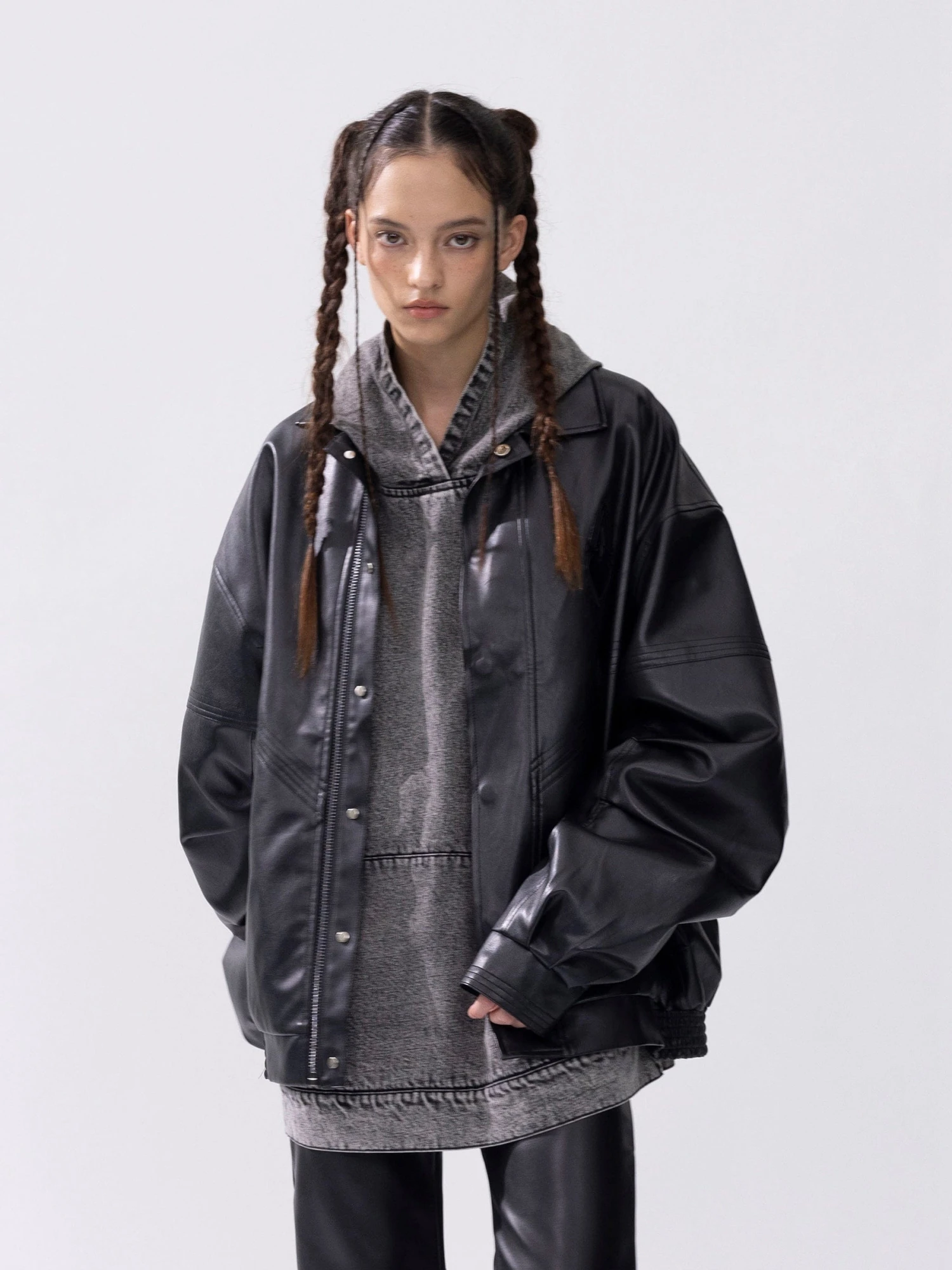 City Of Love Zip Up Ruched Leather Jacket 8 City Of Love Zip Up Ruched Leather Jacket - Image 6