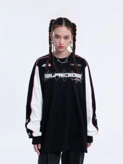 Aelfric Eden Patchwork Letter Embroidery Sweatshirt