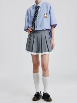 Lace Patchwork Pleated Skirt 11 Lace Patchwork Pleated Skirt -Aelfric Eden Shop 123432