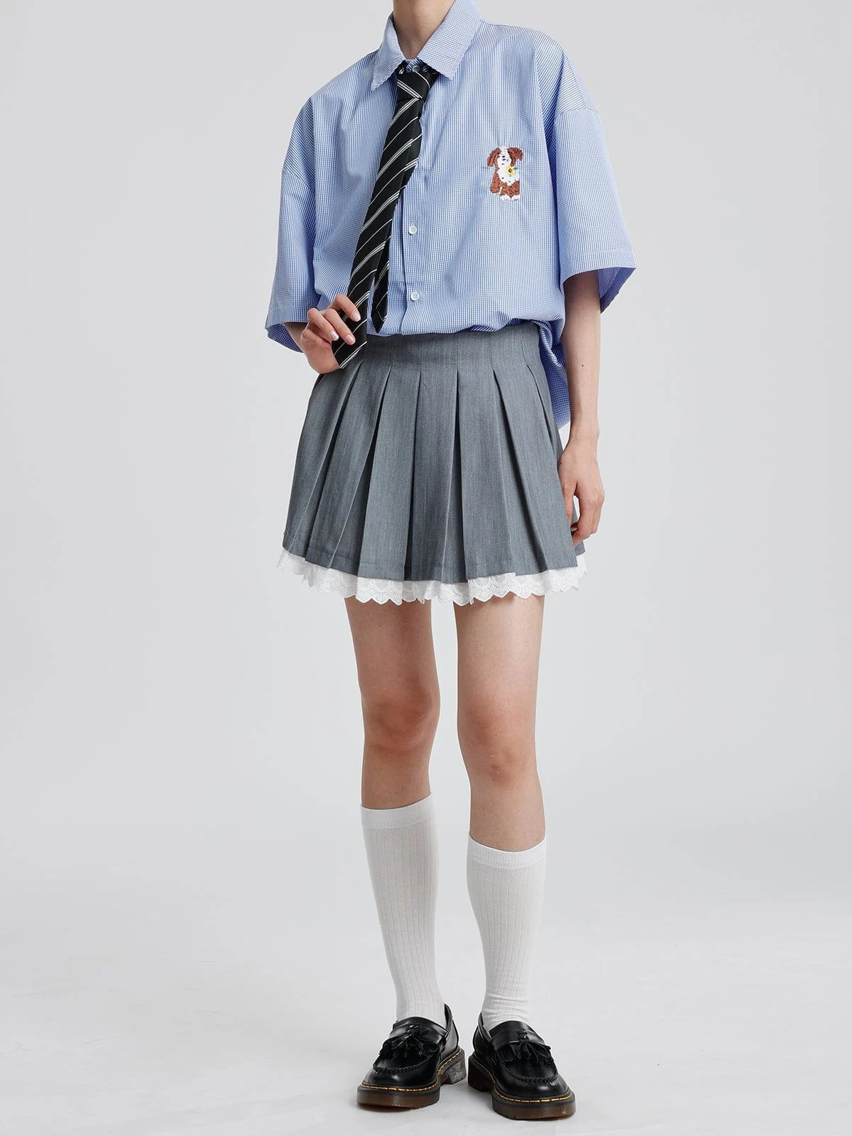 Lace Patchwork Pleated Skirt 6 Lace Patchwork Pleated Skirt - Image 4