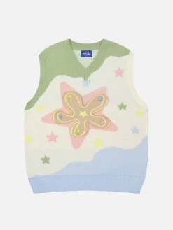 Aelfric Eden Flower Applique Jacquard Sweater Vest