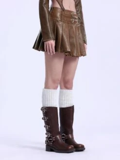 Aelfric Eden Heart Belt Faux Leather Pleated Skirt<font Color="#00249C"><br>S/S 24 The Dreamers</font> -Aelfric Eden Shop 1 28dd7ad7 9318 491d 962f 3a3d6c5f771f