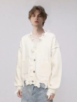 Aelfric Eden Removable Sleeves Distressed Cardigan @nevebrokedawg