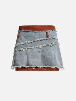 Fringe Washed Denim Skirts<font Color="#00249C"><br>S/S 24 The Dreamers</font>