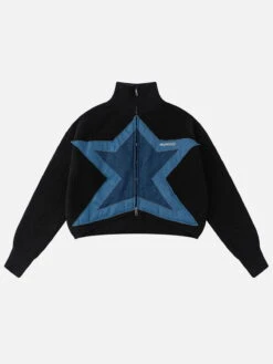 Star Denim Applique Cardigan