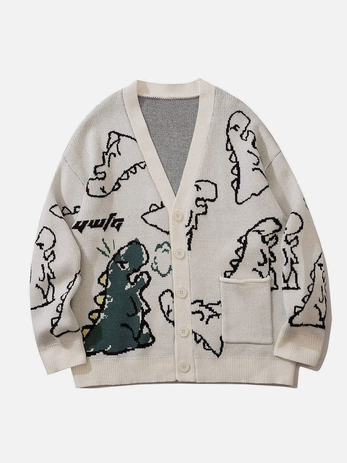 Aelfric Eden Dinosaur Cartoon Pattern Knit Cardigan 6 Aelfric Eden Dinosaur Cartoon Pattern Knit Cardigan - Image 4