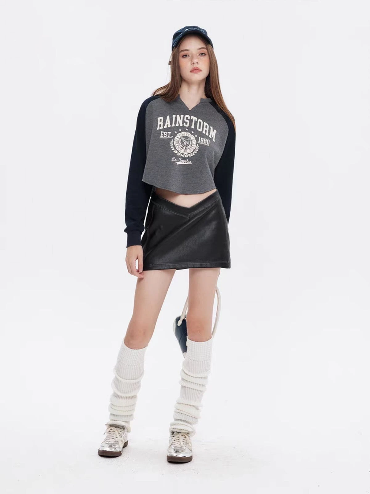 V-Shape Waist Washed Faux Leather Skirt 10 V-Shape Waist Washed Faux Leather Skirt - Image 8