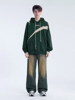 Aelfric Eden Contrast Patchwork Zip-up Leisure Hoodie