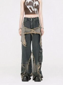 Aelfric Eden Distressed Effect Patchwork Star Denim Jeans