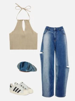 Denim Colorblock Vintage Painter Beret -Aelfric Eden Shop 2AGZ042853 2AGZ558007 1cea881e 191d 4e01 a84f 3d23d65e4066