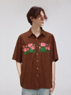 Aelfric Eden Rose Embroidered Corduroy Short Sleeve Shirt -Aelfric Eden Shop 2 fef2593c 6061 4ec1 8816 a2f46827cf14