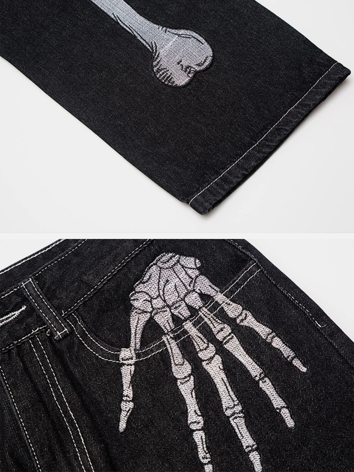 Vintage Skull Bone Embroidery Jeans 6 Vintage Skull Bone Embroidery Jeans - Image 4