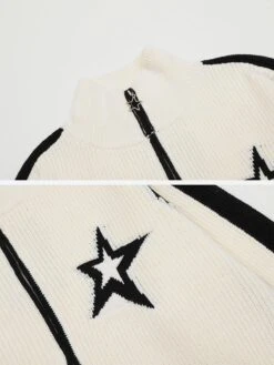 Aelfric Eden Star Two Way Zipper Color Blocking Cardigan -Aelfric Eden Shop 4524