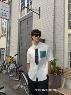 Aelfric Eden Tie Decoration Patchwork Short Sleeve Shirt