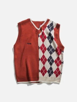 Aelfric Eden Stitching Diamond Pattern Sweater Vest