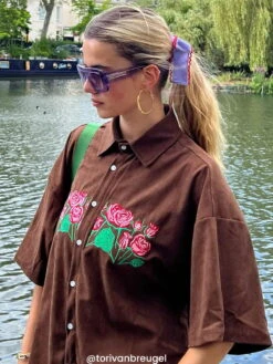 Aelfric Eden Rose Embroidered Corduroy Short Sleeve Shirt -Aelfric Eden Shop 7.262