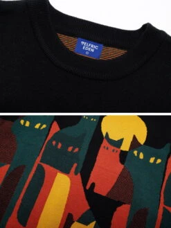 Aelfric Eden Color Blocking Cat Sweater -Aelfric Eden Shop 8488