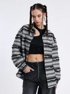 Aelfric Eden Striped Fringe Long Sleeve Shirt