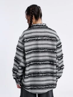 Aelfric Eden Striped Fringe Long Sleeve Shirt -Aelfric Eden Shop 9.44