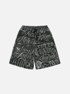 Aelfric Eden All-over Gothic Letter Print Shorts
