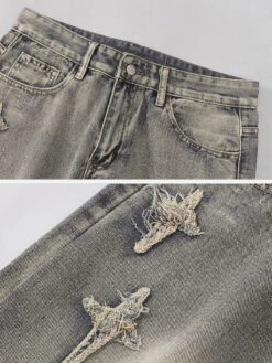 Aelfric Eden Star Embroidered Washed Jeans -Aelfric Eden Shop 90072320230613161449648825790053f