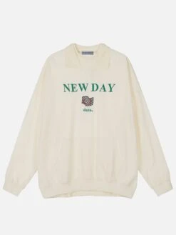 Aelfric Eden Fold-Over Embroidery Sweatshirt