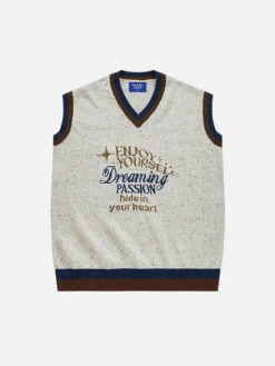 Aelfric Eden Vintage Letter Jacquard Sweater Vest