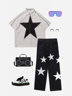 Aelfric Eden Flocked Star Straight Jeans -Aelfric Eden Shop 9b8f4dfb 8b96 4815 8608 5cff9400157e