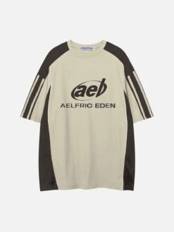Aelfric Eden Contrast Color Speedway Racing Tee -Aelfric Eden Shop Apricot
