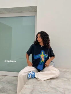 Aelfric Eden Distorted Portrait Graphic Oversized Tee -Aelfric Eden Shop BLACK