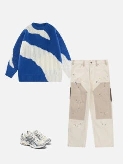 Aelfric Eden Contrast Irregular Design Knit Sweater -Aelfric Eden Shop KGZ516072 EGZ082183