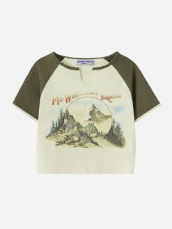 Mountain Peak Print Patchwork Tee -Aelfric Eden Shop Mountain Peak Print Patchwork Tee