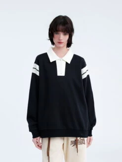 Aelfric Eden Stripe Patchwork Polo Sweatshirt 10 Aelfric Eden Stripe Patchwork Polo Sweatshirt -Aelfric Eden Shop Z0A2834