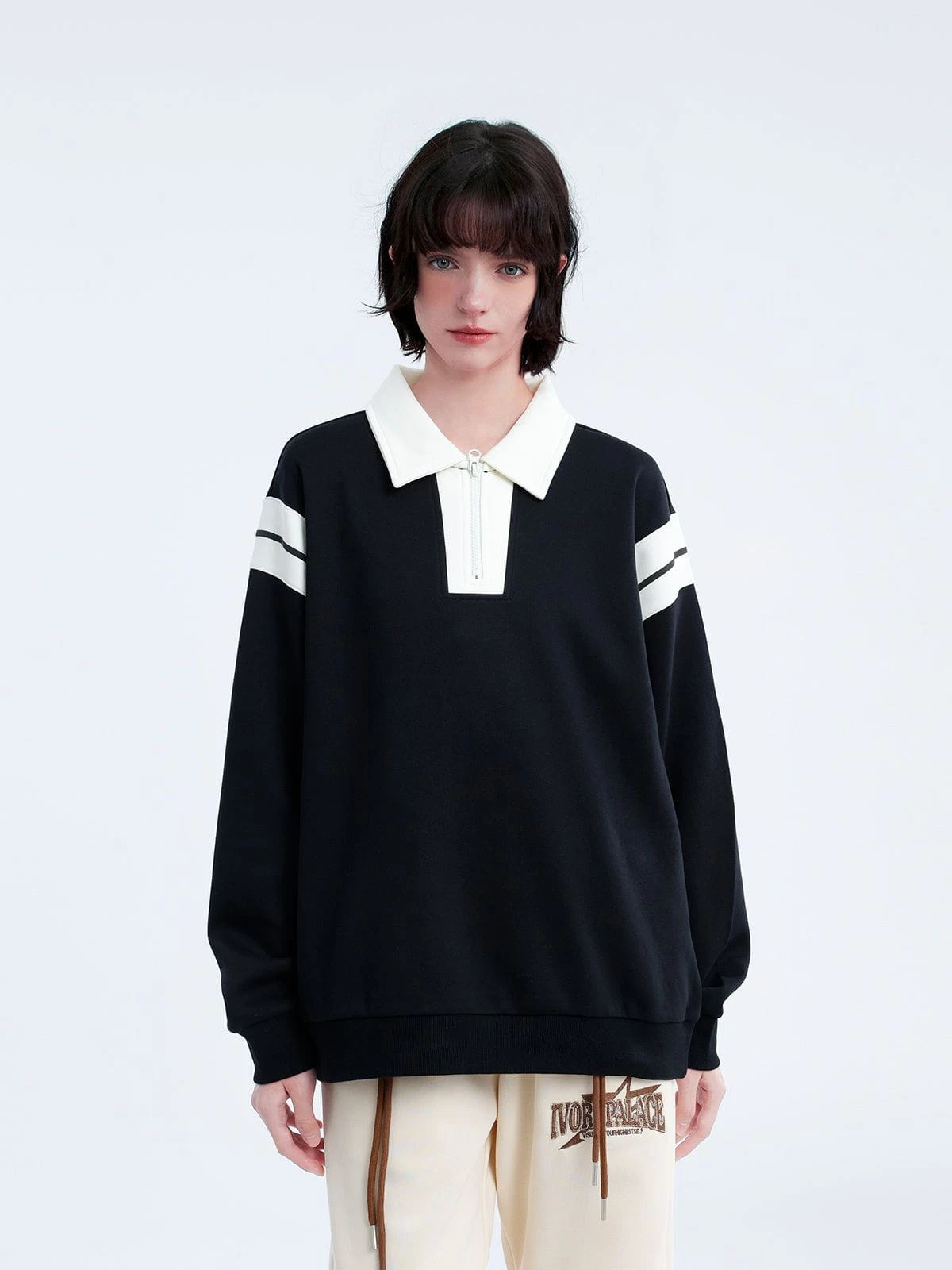 Aelfric Eden Stripe Patchwork Polo Sweatshirt 5 Aelfric Eden Stripe Patchwork Polo Sweatshirt - Image 3