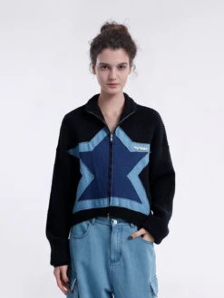 Star Denim Applique Cardigan -Aelfric Eden Shop Z0A6135