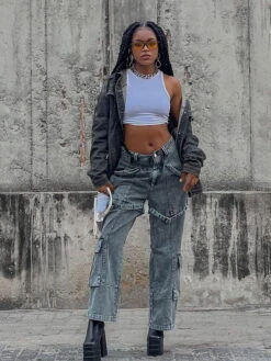 Aelfric Eden Vintage Washed Denim Cargo Jeans