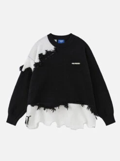 Aelfric Eden Irregular Patchwork Fringe Sweater