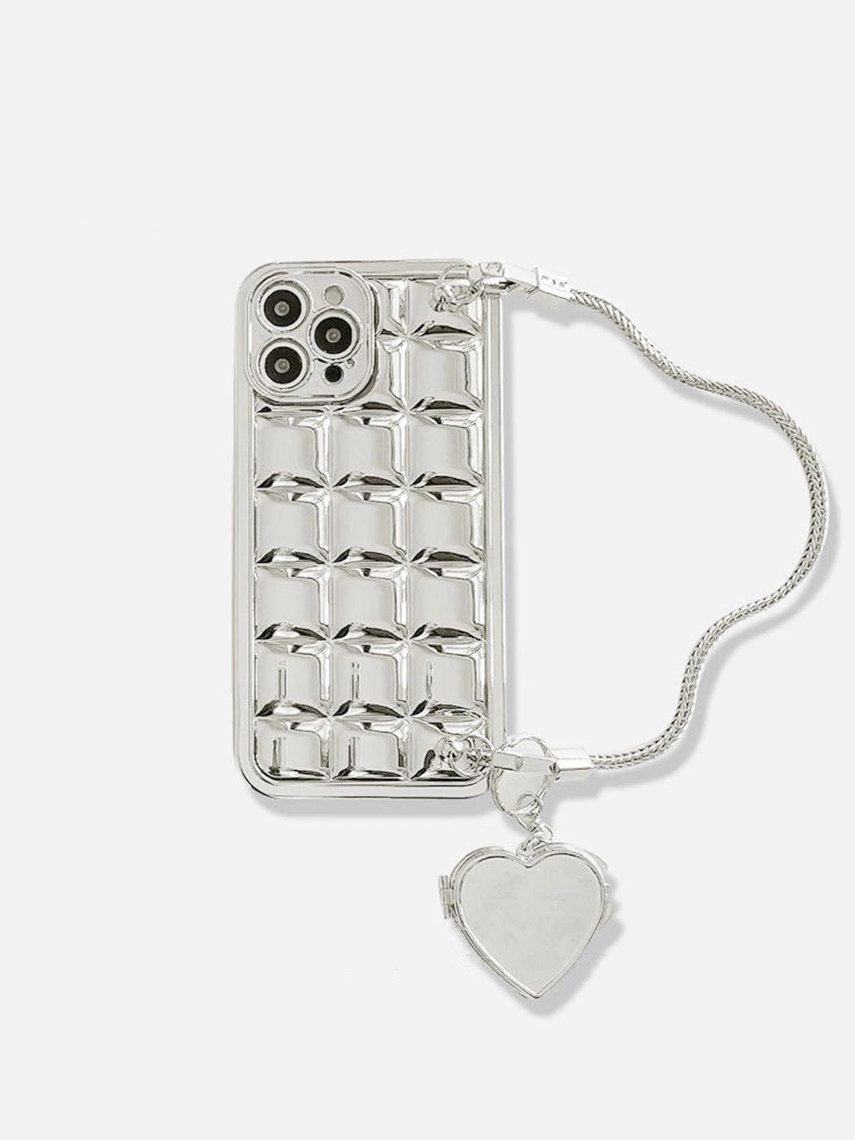 Electroplate Block Heart Chain Mobile Phone Case 3 Electroplate Block Heart Chain Mobile Phone Case