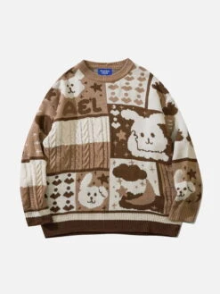 Aelfric Eden Patchwork Cute Rabbit Sweater