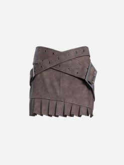 Belt Faux Leather Skirt