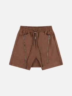 Aelfric Eden Star Zipper Edgy Design Suede Shorts