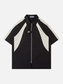 Aelfric Eden Colorblock Zipper Racing Short Sleeve Shirt