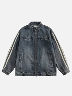 Aelfric Eden Stripe Denim Racing Jacket