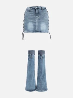 Aelfric Eden Tie-Waist Denim Skirt