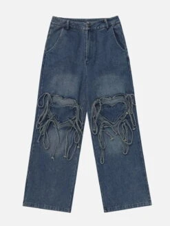 Detachable Cut-Out Heart Jeans