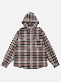 Aelfric Eden Vintage Plaid Hooded Long Sleeve Shirt